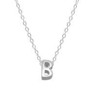 wholesale Metal 925 Silver Plain 26 Letters Pendant Necklace, Ins Luxury Hot-selling Choker-White Gold-B&gt;925 Silver