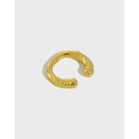 wholesale S925 Sterling Silver EA499 Korean-style INS Minimalist Irregular Concave-Convex Clip-on Earrings for Non-Pierced Ears, Versatile Silver Earrings-18K gold [single]>925 silver