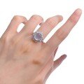 wholesale S925 Sterling Silver, New Zhuozhifan Jewelry Light Luxury Style Hollow Aquamarine 8*10 Ring, New Chinese Style Cabochon Ring-0-4