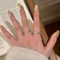 Gold-Plated Sterling Silver Moissanite Couple's Open Ring-0-1