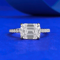 wholesale S925 Silver High-Carbon Diamond 7*9 Rectangular Pagoda Ring for Women Cross-Border One-Piece Drop Shipping-R234 White Diamond No. 6