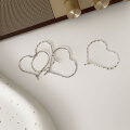 wholesale S925 Sterling Silver Carved Line Heart Earrings for Women, Korean Dongdaemun Stall Goods, Simple and Elegant Ear Accessories-0-3