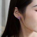 wholesale S925 metal autumn and winter new purple cold enamel daisy earrings, Korean and Japanese minimalist floral ear accessories factory direct-0-3