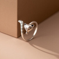 wholesale S925 Sterling Silver Vintage Fox Ring, Retro Style, Ins Trendy, Distressed Finish, Light Luxury, Niche, Versatile, Model R00632-S925 silver ring Adjustable opening