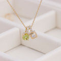 wholesale [10K Gold] Artistry Jewelry New Colorful Gemstone Pendant, Double-Sided Wearable Tourmaline and Peridot Necklace-0-2