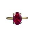 wholesale S925 Sterling Silver Gold-Plated Imported High Carbon Diamond 7*10mm Oval Pigeon Blood Red Cocktail Ring-0-4