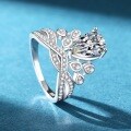 925 Silver Crown Tiara Ring with 2-Carat Moissanite-0-2