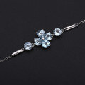 wholesale S925 Sterling Silver Luxury Design Natural Topaz Four-Leaf Clover Gemstone Bracelet-0-3