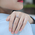 Sterling Silver Moissanite Rope Pattern Adjustable Ring for Women-0-1