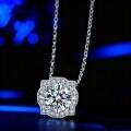 S925 Silver Cross-Border Star Moissanite Pendant Necklace-0-2