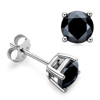 Sterling Silver Black Moissanite Football Stud Earrings Wholesale-Round diamonds  925 silver
