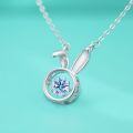 wholesale S925 Sterling Silver Moissanite Moon Bunny Necklace for Women, Twelve Zodiac Pendant Set Wholesale, Blessing-0-2