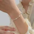 wholesale S925 Sterling Silver Heart Pearl Crushed Silver Bracelet Vintage Style Minimalist Design Women's Jewelry S6540-0-1