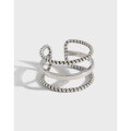 wholesale S925 Sterling Silver AR1201 Korean Style Fashionable and Retro Three-Layer Twist Edge Open Adjustable Ring-0-0