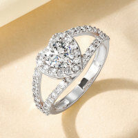 Metal Cross Fork Double-Layer Heart Diamond Ring for Women-Double Heart-Shaped Diamond Ring [K White]  US Size 6