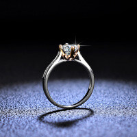 18K Gold Plated Silver Moissanite Ring Four-Prong Women's Live Stream Wholesale-1 carat (set with D color moissanite)  17 yards
