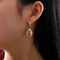 wholesale Metal with 9-carat padparadscha pear-shaped 9x14 high-carbon diamond earring ear backs-Padparadscha Pink [E-2413] Main Stone 9*14
