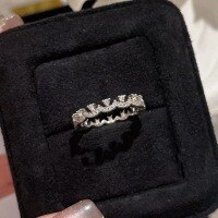 wholesale S925 Sterling Silver French Romantic Lace Single Row Diamond Ring High-end Combination Stackable Ring Row Diamond Pinky Ring Index Finger Ring-Platinum US No. 5 (Hong Kong 10-11)