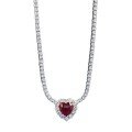 wholesale Metal material: 925 Sterling Silver Zhuozhifang Jewelry 8*8 Heart-shaped Ruby Inlaid Women's Pendant Necklace Fashion Anniversary Commemoration Engagement-0-4