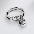 wholesale S925 metal Chinese style retro distressed lucky cat charm ring, creative and versatile fashion ring for women-0-1