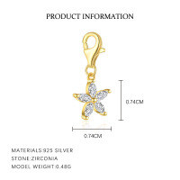 wholesale S925 Sterling Silver Retro European Minimalist Bracelet For Women With Luxury Zircon Heart Pendant-F6226-Golden Single Pendant 925 Silver