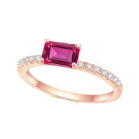 wholesale Rose gold plated over S925 sterling silver with lab-grown ruby ring, fashion and elegant minimalist style-S925 Silver + Cultivated Ruby US Size 6