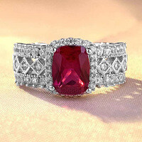 wholesale S925 Silver New 6*8mm High-Carbon Diamond Pigeon Blood Red Ring Luxury Hollow Full Diamond Women's Fashion-R571 Red Diamond No. 8