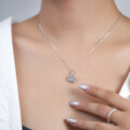 wholesale Sterling Silver One-Carat D Color Moissanite Necklace for Women, Versatile and Minimalist Design, Luxury Gift for Girlfriend, Collarbone Chain Jewelry-0-2