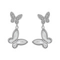 wholesale S925 Sterling Silver Korean Version Ins Design Double Bow with Micro-Set Shell and Zircon Textured Stud Earrings for Women-0-0
