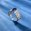 wholesale S925 Sterling Silver ZHUO ZHI FAN 5*7 Royal Blue High-End Cross-BorderIns Style Stackable Ring Live-0-3