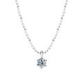 S925 Silver Four-Prong Moissanite Pendant Necklace, Minimalist Cross-Border Design-0-3
