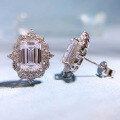 wholesale 925 Sterling Silver MuJing Jewelry New 6*9mm Imported High Carbon Diamond Imitation Emerald Zircon Ear Studs Cross-border Ins-0-1