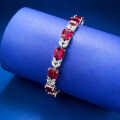 wholesale 925 Silver Pigeon Blood Red 7*7 Red Diamond Bracelet, Mu Jing Jewelry New Classic Daily Fashion OL Live Streaming Bestseller-0-2