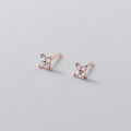 wholesale S925 Sterling Silver Ear Studs with Simple Diamond Inlay, Four-Petal Small Flower, Sweet and Lovely, Charming and Girly Heart Earrings G8602-0-3