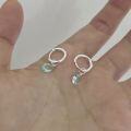 wholesale S925 Sterling Silver Mint Blue Zircon Teardrop Convertible Earrings, Sweet and Fresh Minimalist Cool-toned Earrings for Women-0-0
