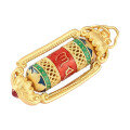 wholesale Gold-Plated 925 Silver Rotating Mantra Bucket Nine-Eye Dzi Bead Enamel Pendant for DIY Necklace Bracelet Accessories-0-4