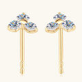 wholesale 10K Gold Cross-Border New Ins Style Three-Leaf Clover Moissanite Stud Earrings for Women, Versatile Ear Cartilage Piercing Jewelry Wholesale-0-1