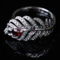 wholesale S925 Sterling Silver Red Elk All-Over Ins Style Fashion Retro Light Luxury Exquisite Feather French Ring Elegant-0-4