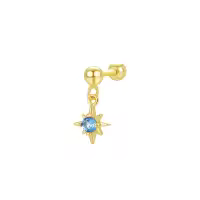 wholesale 925 Sterling Silver Blue Opal Earrings For Women Fashion Luxury Personality Ear Clasps Cross-border Minimalist Style-E4379-Gold/Single 925 Silver