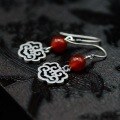 wholesale S990 Silver Vintage Thai Court Ethnic Elegant Agate Ruyi Earrings Hook Dangle for Women-0-1
