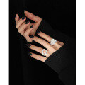wholesale S925 Sterling Silver Korean Version INS Niche Design Heavy Work Exaggerated Irregular Surface Texture Open Ring-0-3