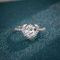 S925 Sterling Silver Moissanite Women's Ring, 1 Carat Heart Full Diamond-0-2