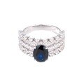wholesale S925 Silver Plated 18K Gold Classic Lace Stackable Oval 2-Carat Lab-Grown Sapphire Women's Ring-0-4