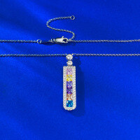 wholesale S925 Silver New Lucky Rainbow Pendant Dainty and Delicate High-end Sense Collarbone Chain Live Streaming Item Necklace-N553 Rainbow Pendant [with chain]  925 Silver