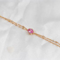 wholesale S925 silver plated 14k gold pink sapphire red sapphire bracelet, Dully Jewelry small minimalist gentle sweet style-0-2