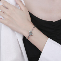 wholesale S925 Sterling Silver Bear Bracelet for Women, Luxury High-End Enamel Tank Chain Wrist Accessory for Cross-Border Live Streaming Supply-YFS128/approx. 7.6g 925 silver