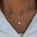 925 Silver Rose Zircon 1ct Four-Prong Pendant Necklace, Holiday Gift-0-2