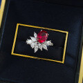 wholesale S925 Silver Synthetic Ruby Ring, Oval 7*9 Ice Flower Design, High-End New Women's Style Ring-0-3