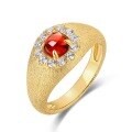 wholesale 10K Gold Vintage Intricate New Chinese Style Filigree Red Garnet Ring with High-End Feel for Wholesale-0-4