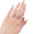 wholesale S925 Silver Princess Square 8*8mm High Carbon Diamond Ring for Women Cross-border Ins Style One-Piece Drop Shipping-0-4